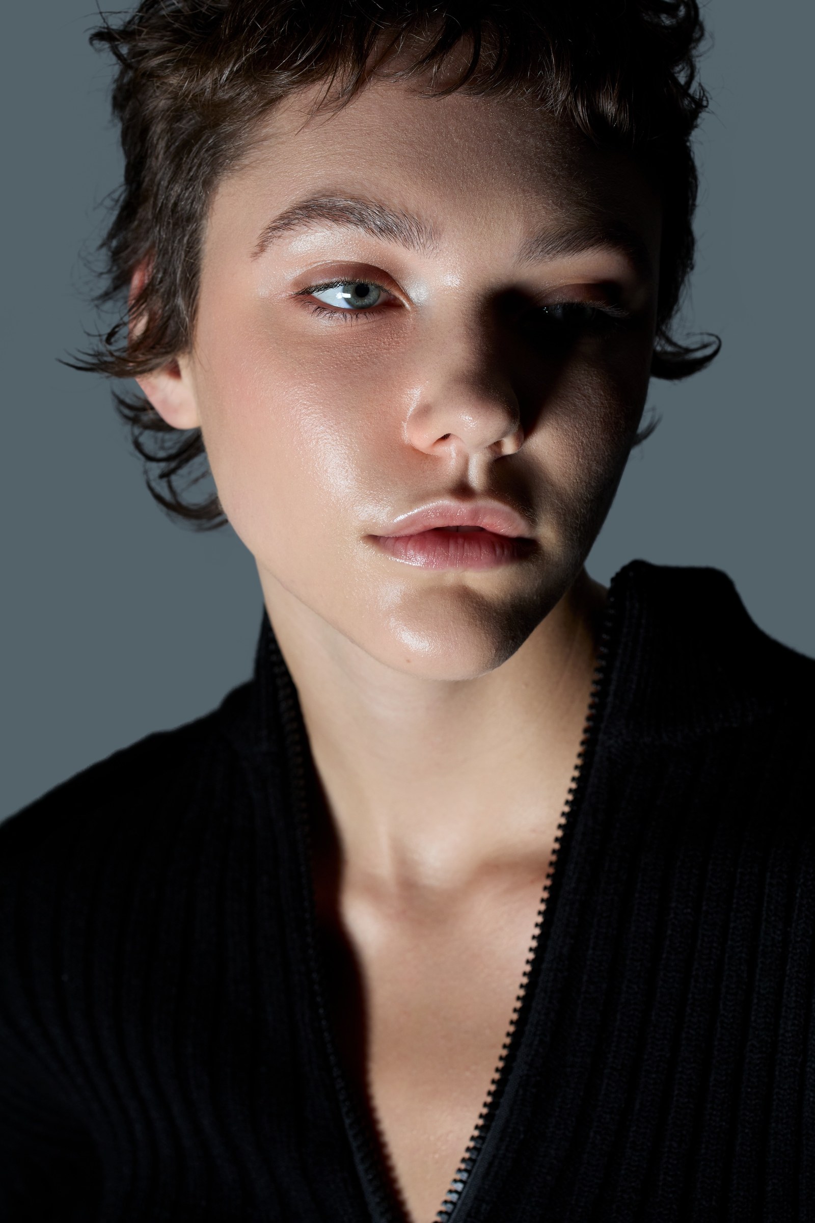 The portrait in colour after the skin tone correction, even skin with its natural variation kept