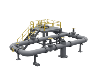 a 3d model of a fabricated pipe system