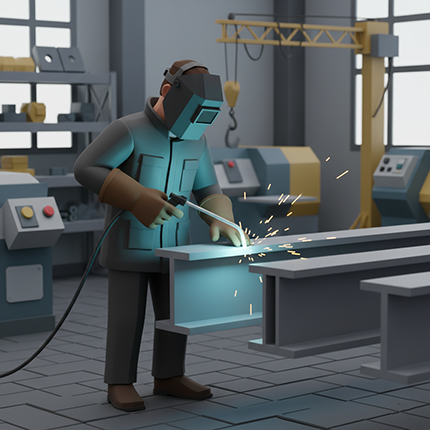 a 3d image of a steel fabricator