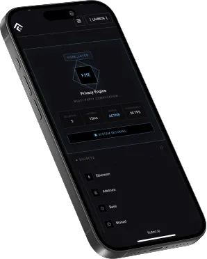 Dark-themed privacy engine dashboard displayed on smartphone