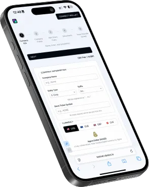 Mobile onboarding and wallet connection UI on smartphone