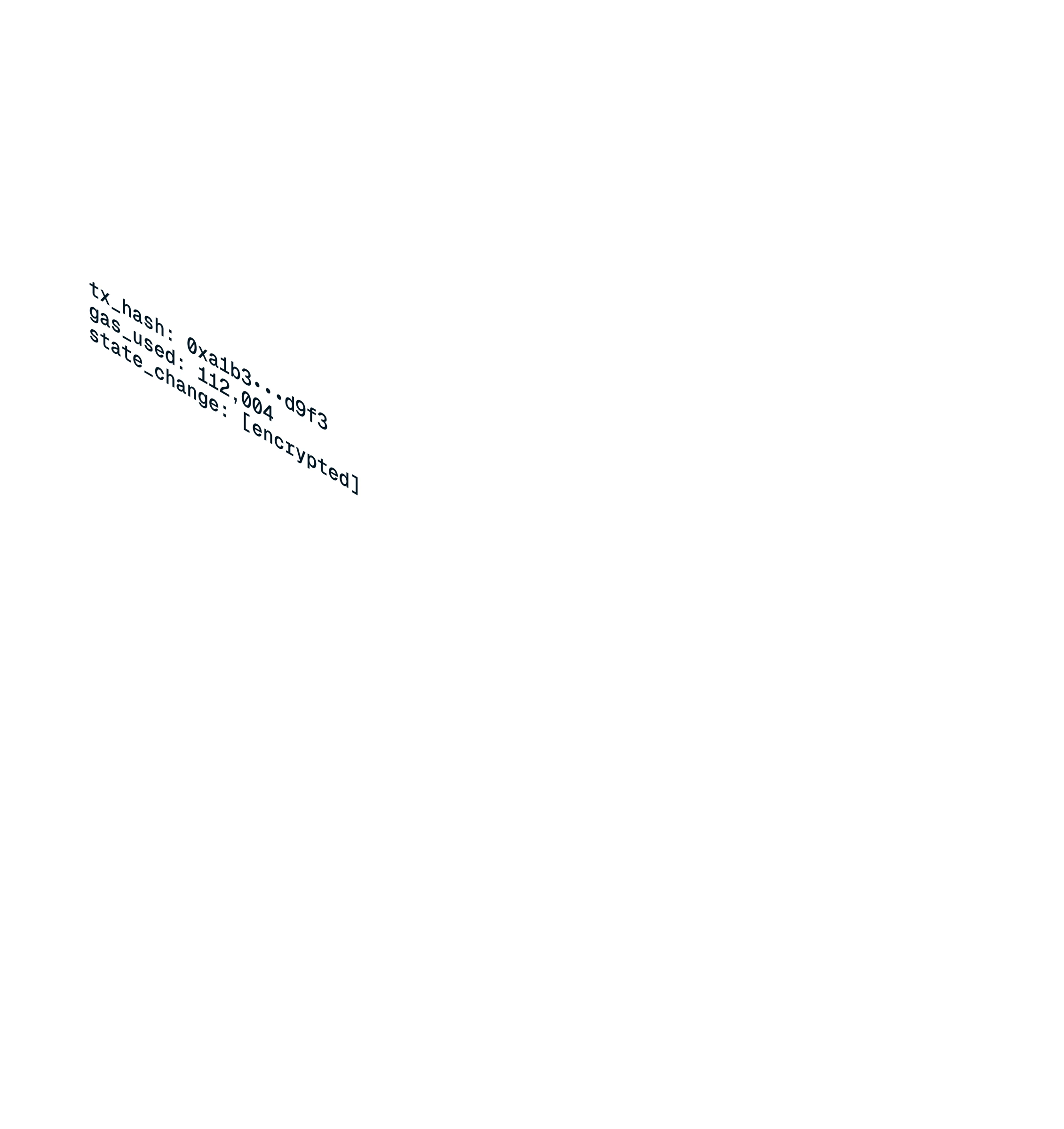 A confidential transaction computed onchain while its state stays encrypted