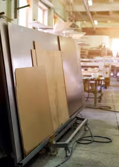 Workers collaborate in a bright industrial factory with large windows, showcasing a dynamic and productive environment.