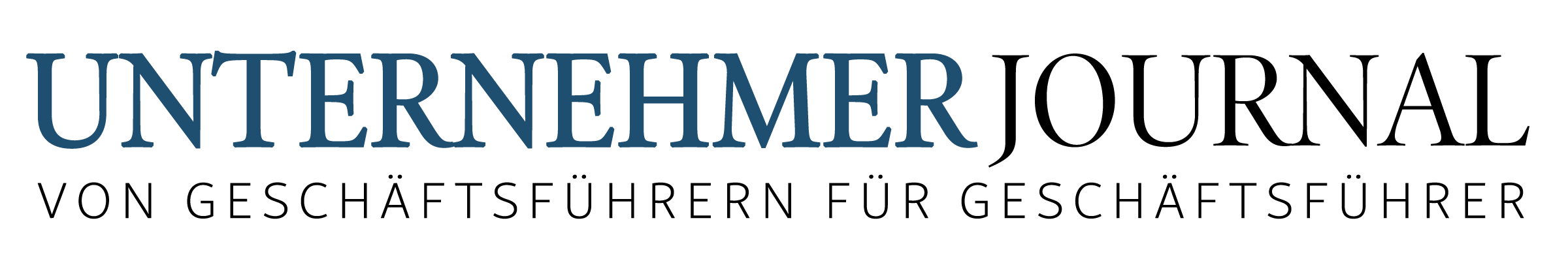Blue text logo reading UNTERNEHMERjournal on a transparent background.