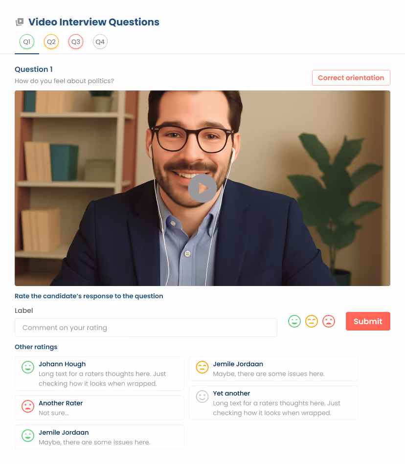 Wamly lets candidates record structured answers with our award-winning one-way video interviews. This is done in their own time and allows you to review them when it suits you.