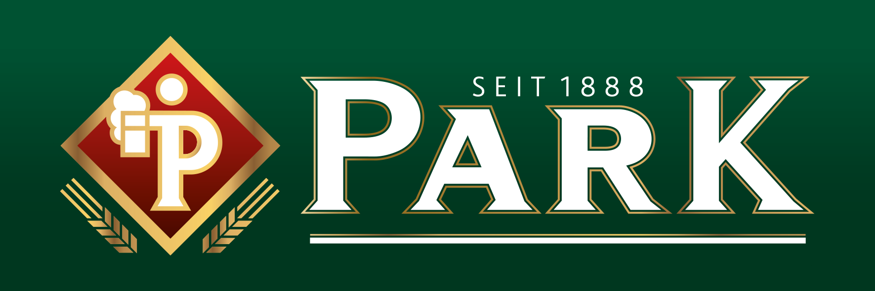 Logo mit den Buchstaben IP, Ähren und dem Schriftzug PARK seit 1888 auf grünem Hintergrund.