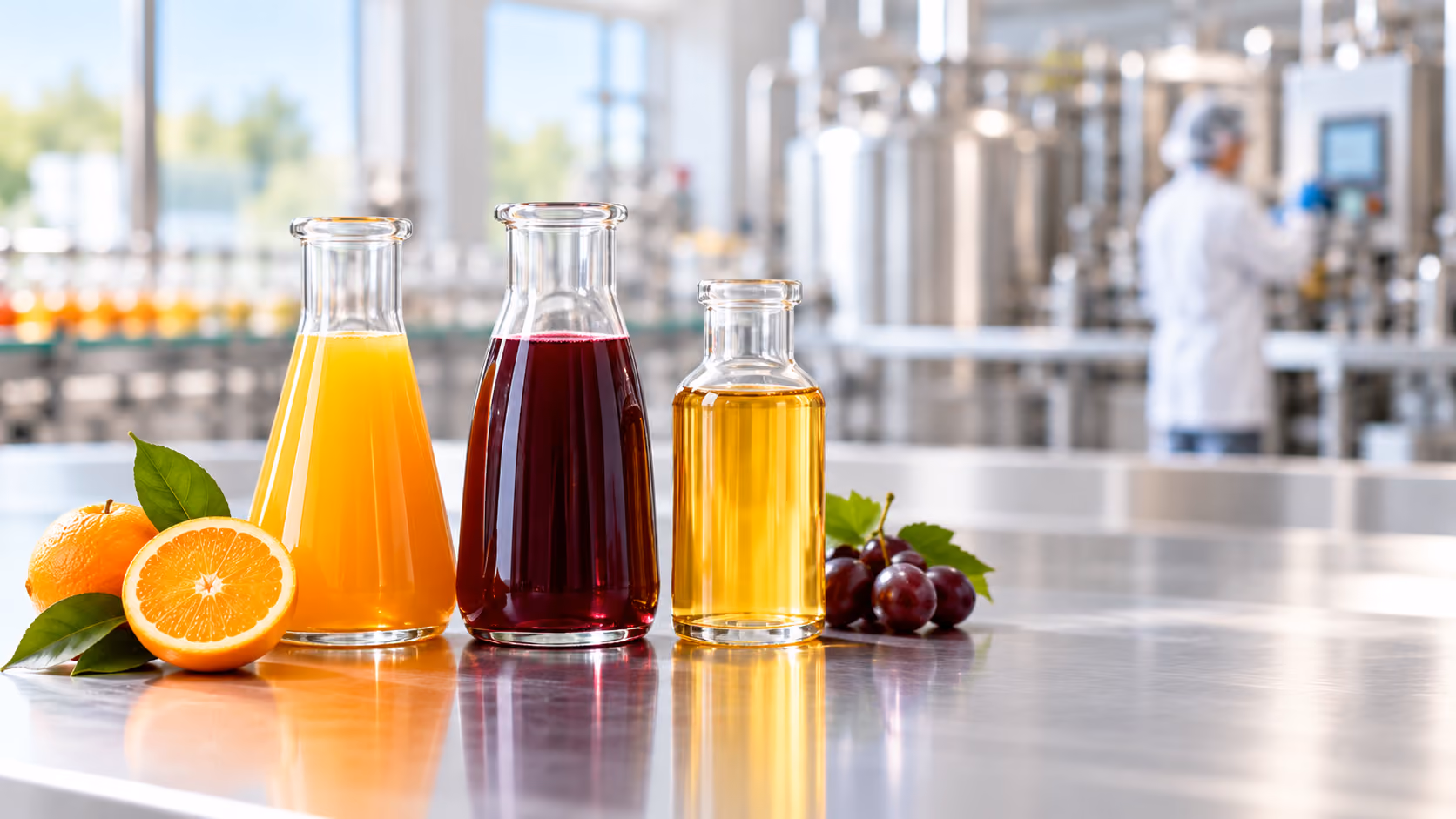 Blueberry and cranberry with a coral wireframe illustrating certified fruit concentrates for Juice Summit 2026