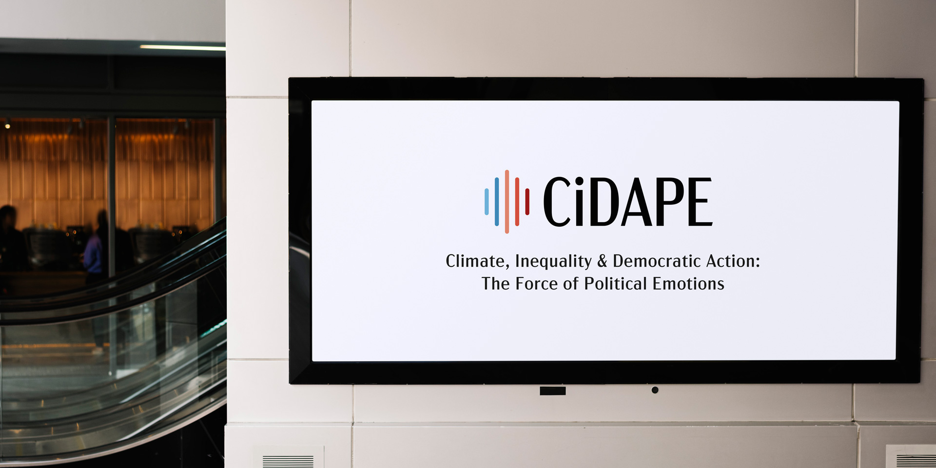 Logo Design for Cidape: Climate, Inequality and Democratic Action,The Force of Political Emotions. The Logo is made of 5 vertical strokes ranging from blue to red, symbolizing the rise of temperature.