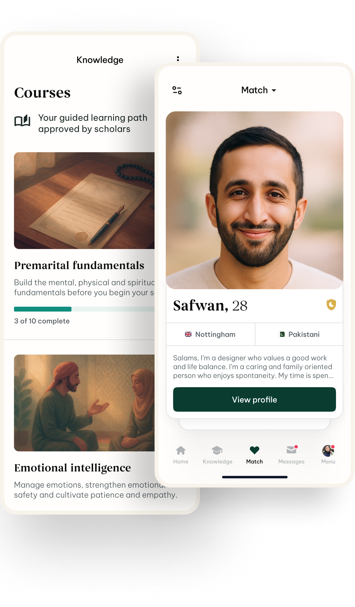 Screenshot of Suhba match page