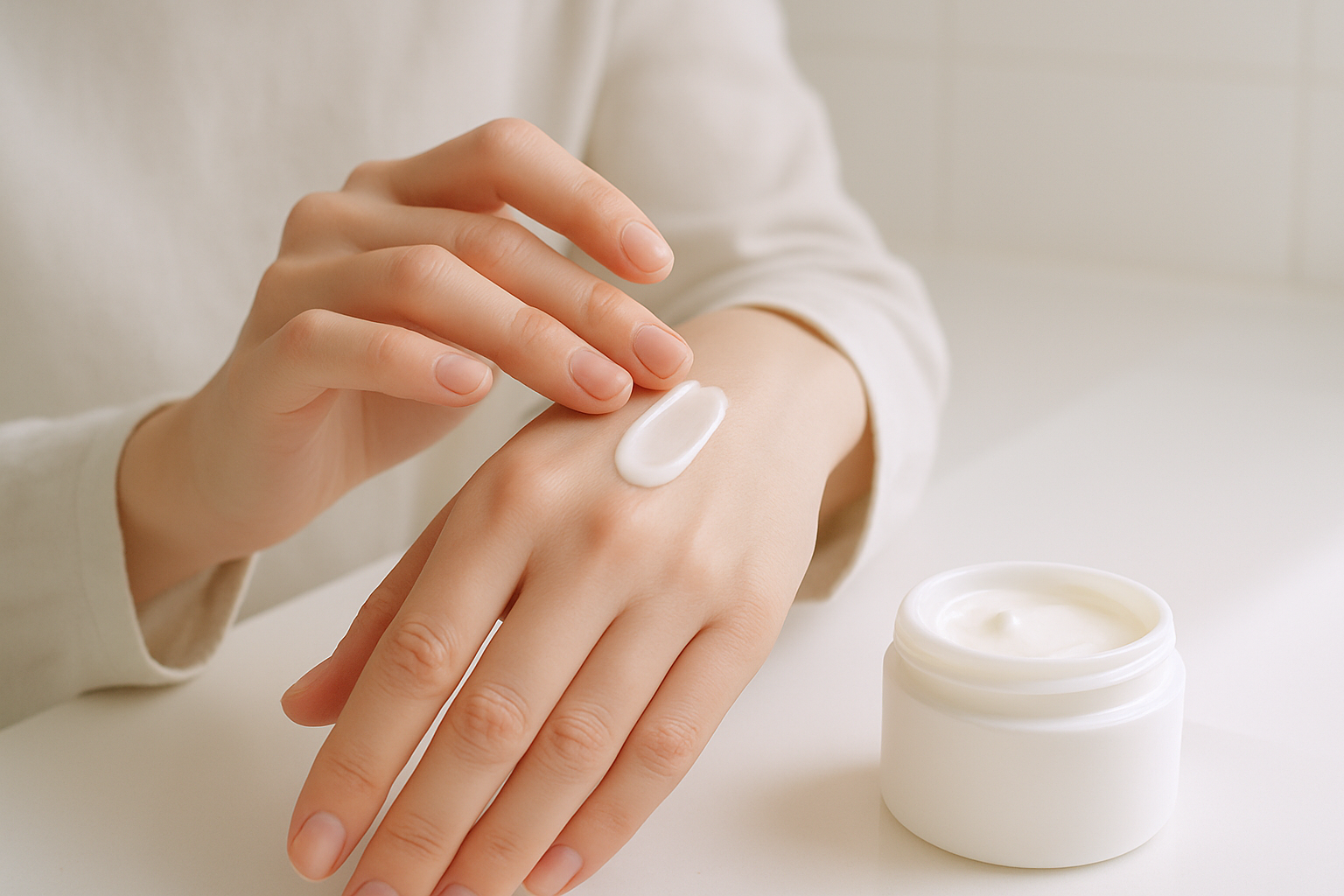 Application d'un émollient sur la peau après la douche