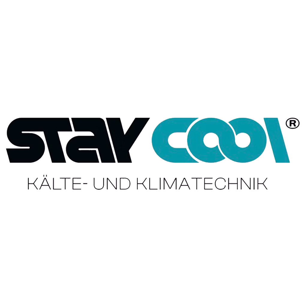 Logo mit Text 'Stay Cool' und 'Kälte- und Klimatechnik' in modernem Design.
