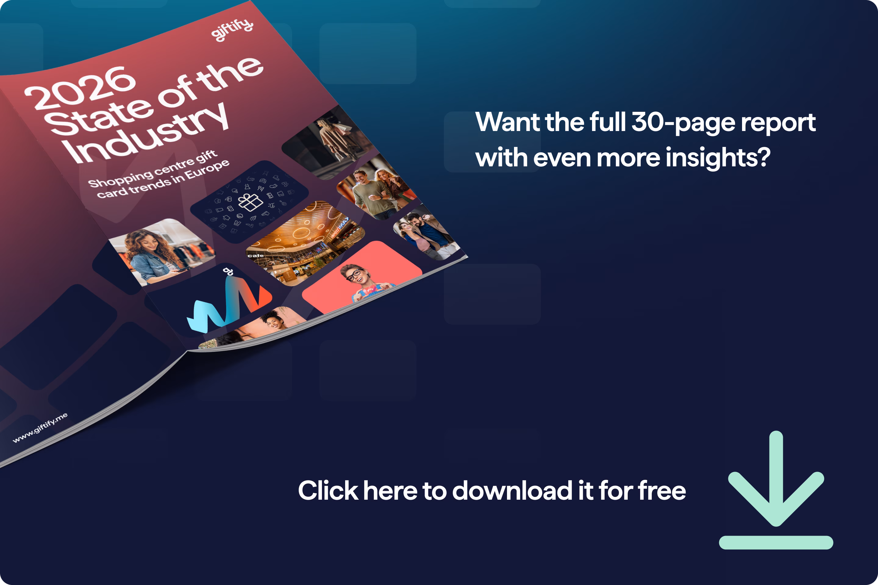 2026 State of the Industry: Shopping centre gift card trends in Europe report cover and CTA to download the PDF