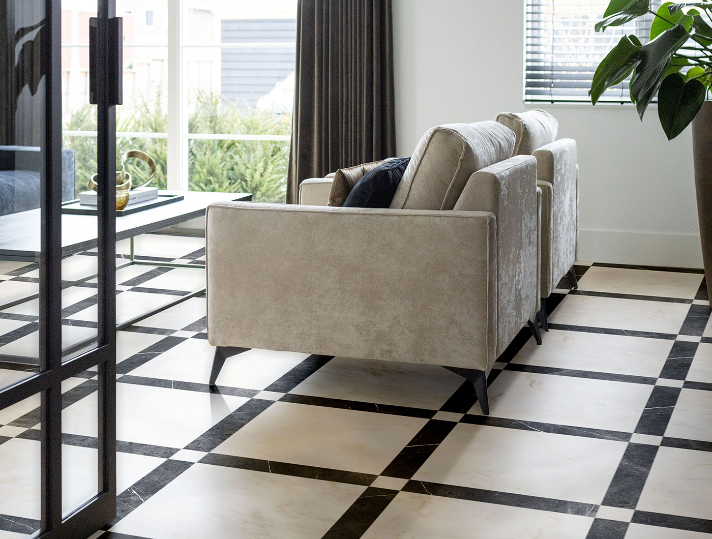 Classica Cassettone Calacatta Ambra Nero Marquina