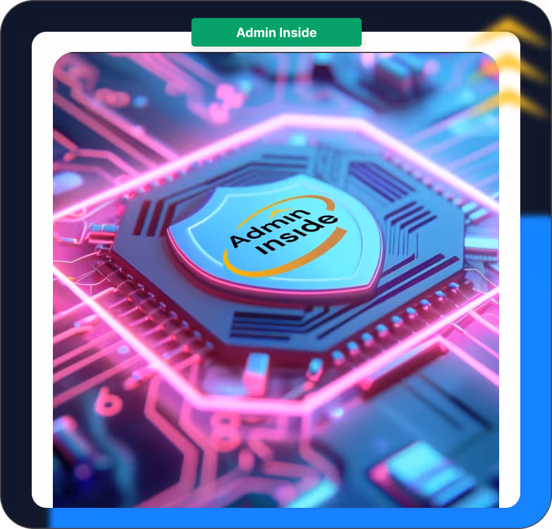 A close up of a computer chip with the words admin inside.