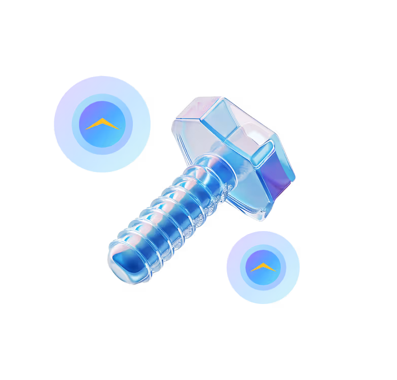 A blue screw and some blue circles on a black background.