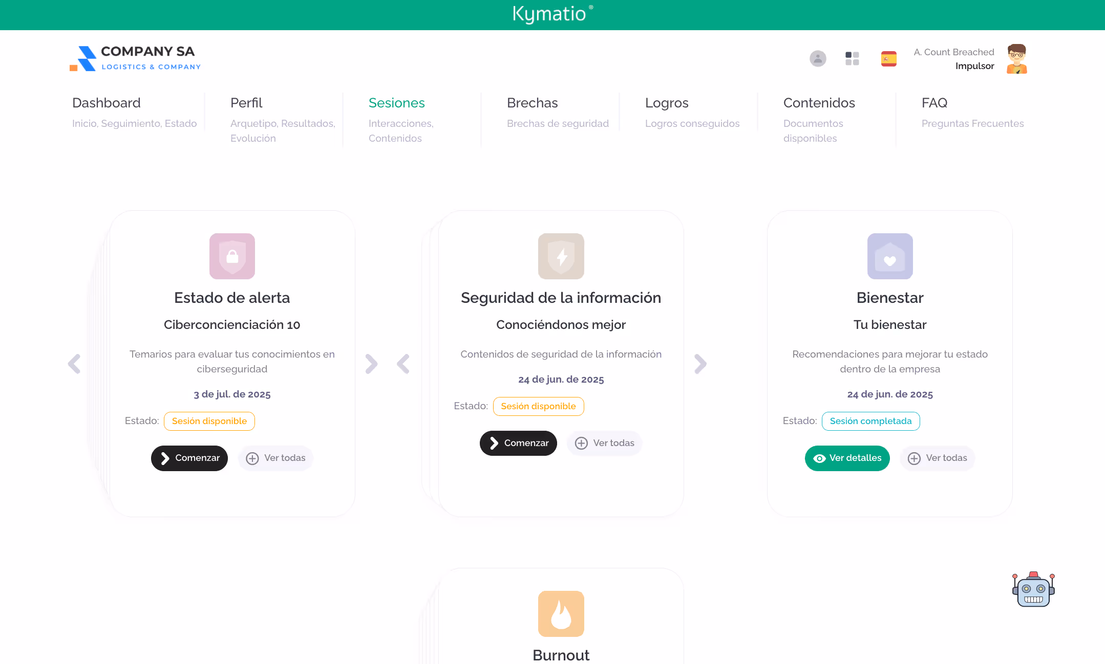 Panel de control de Kymatio