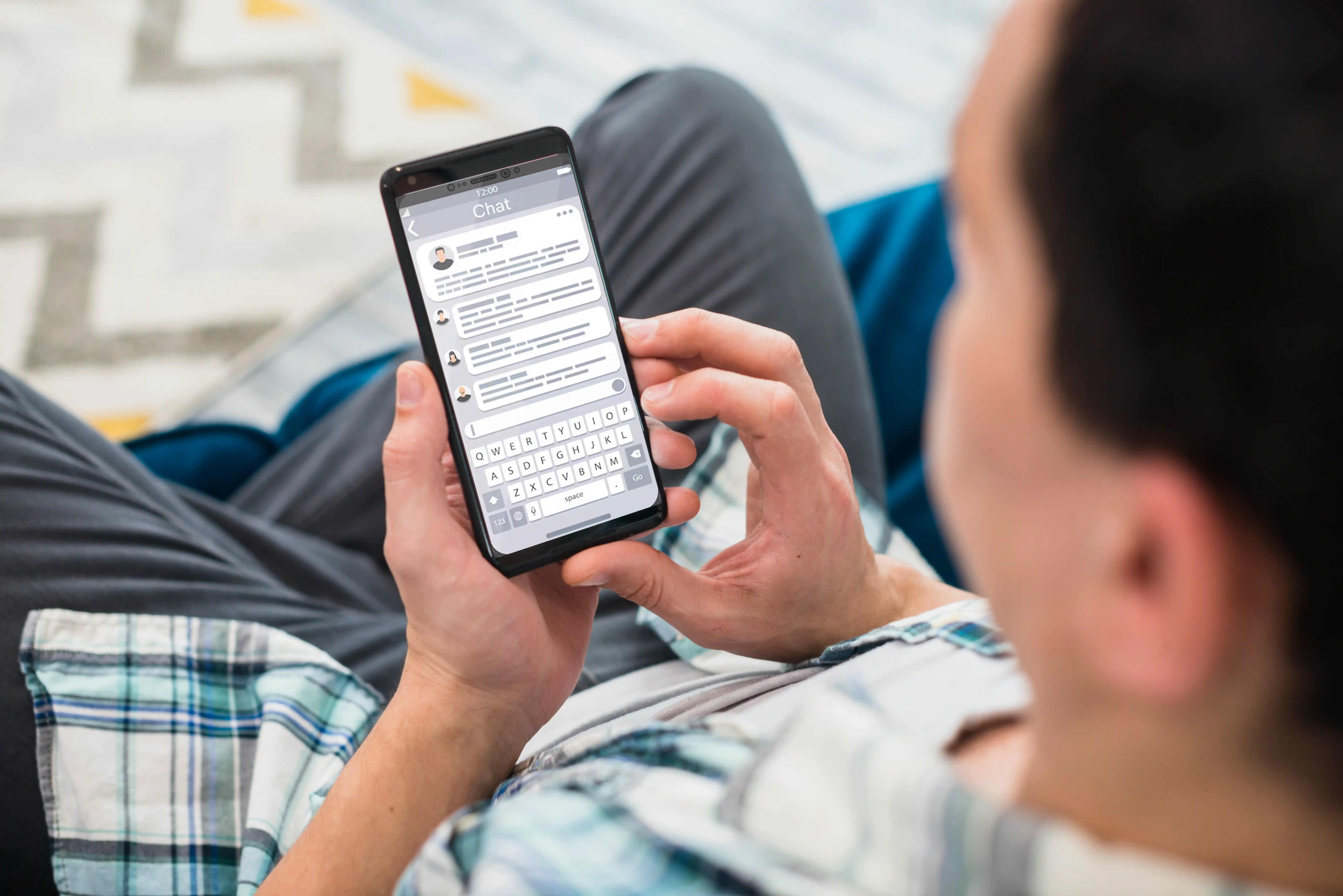 A customer making a keypad selection on smartphone.