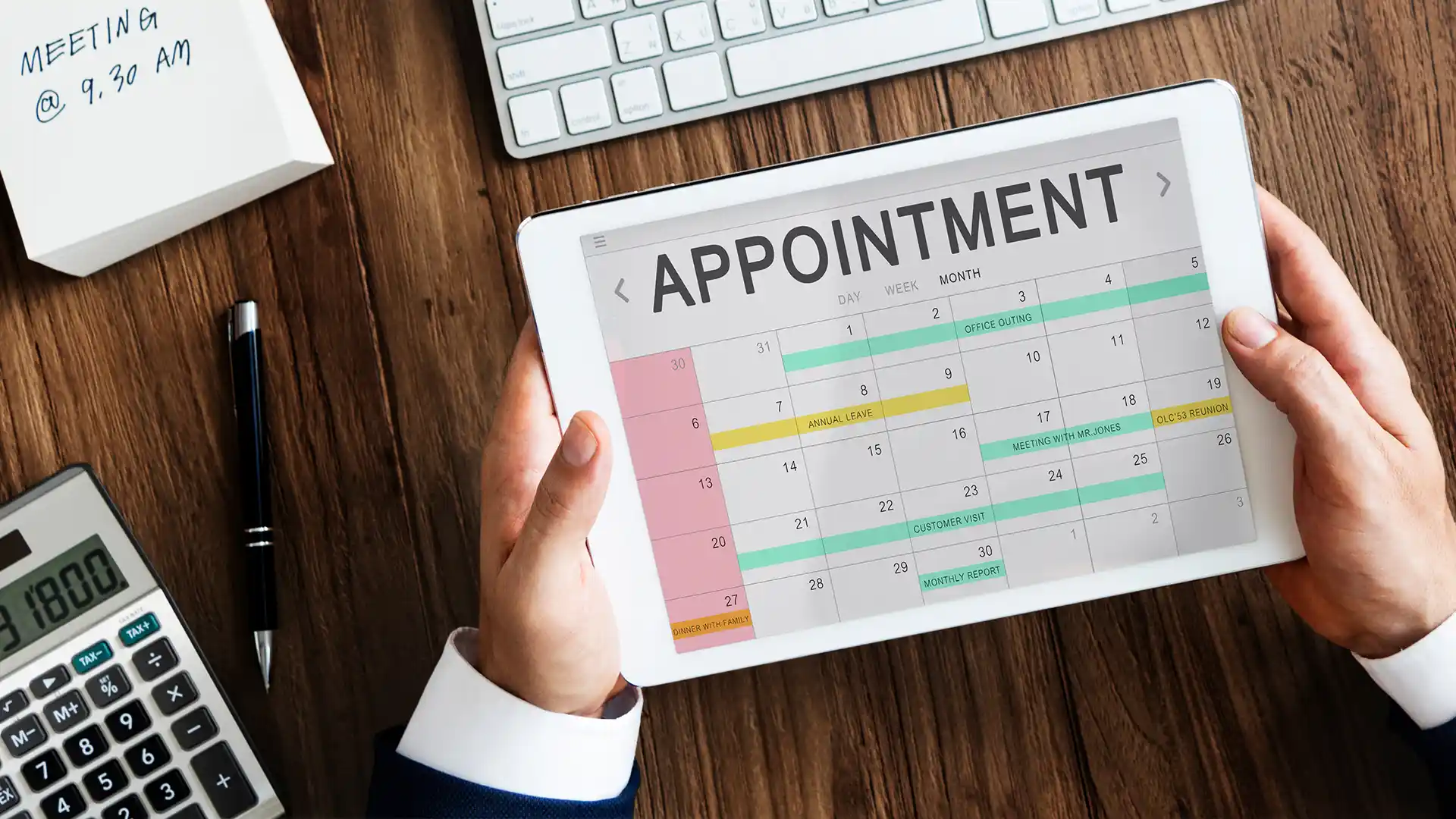Screen image of appointment booking application