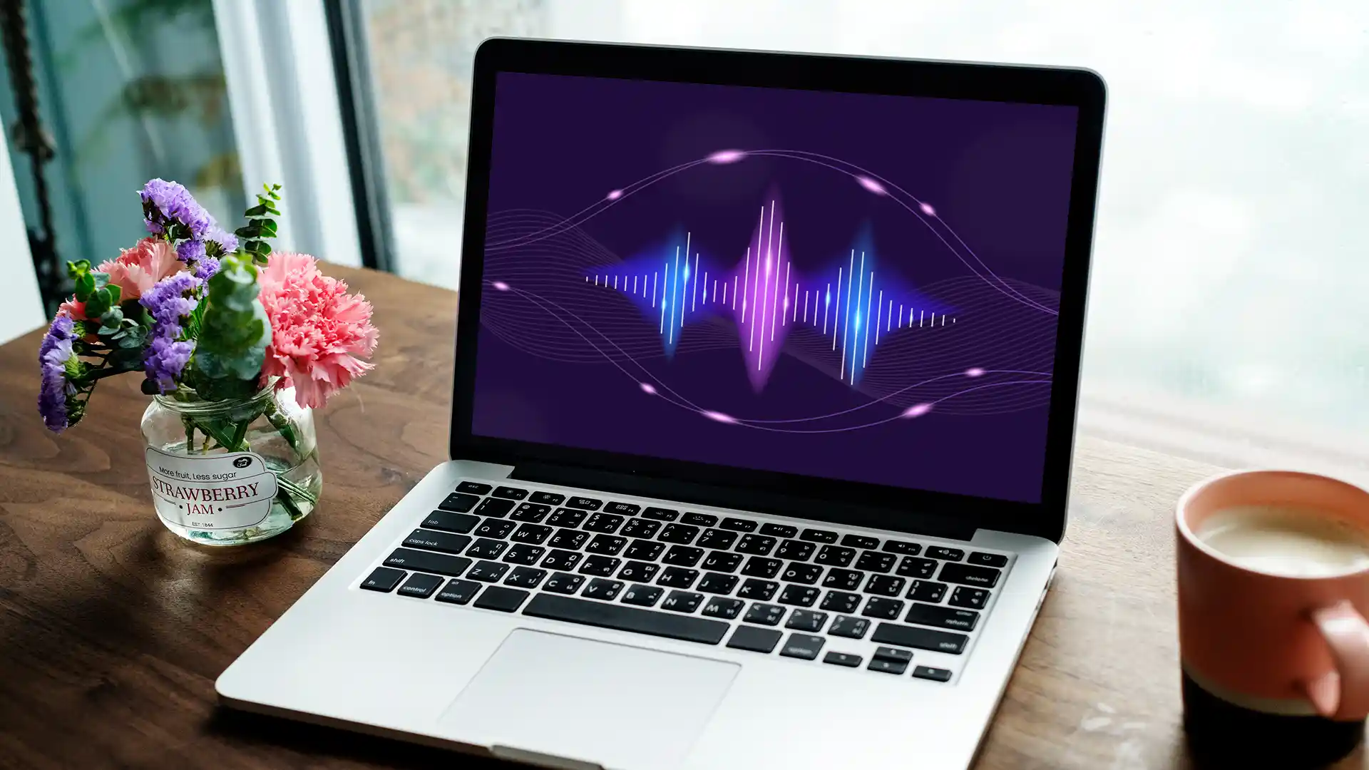 a computer screen with a graphic representation of an AI voice agent