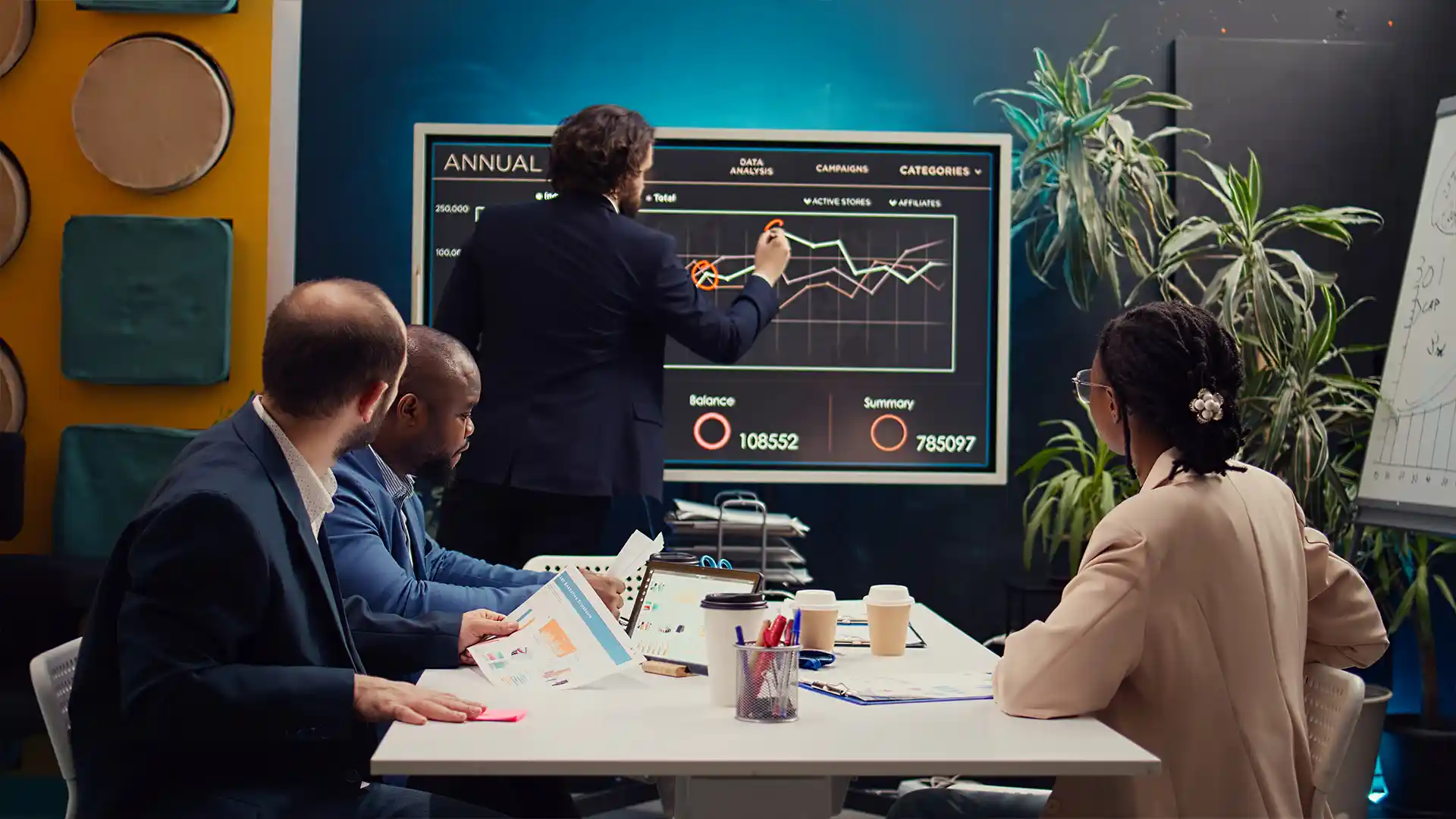 Manager showing performance graphics on a display monitor.