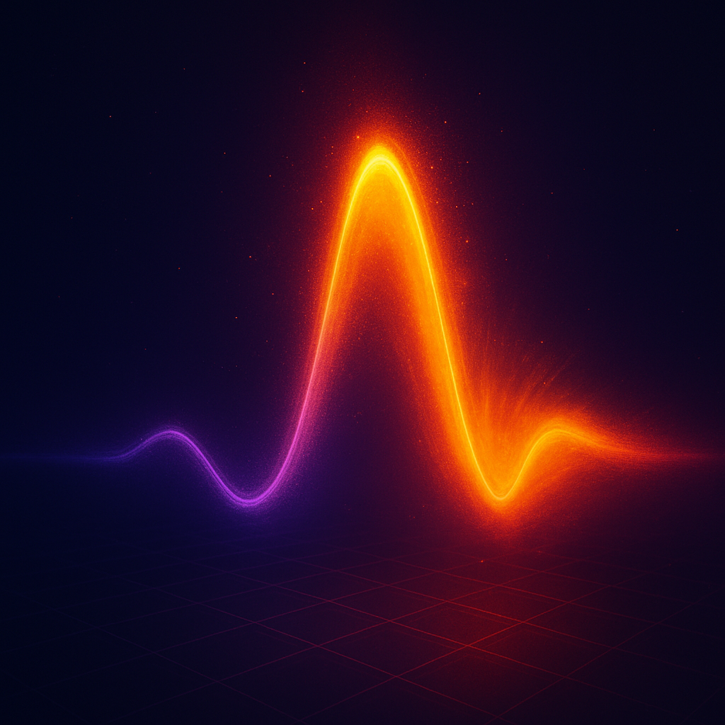 Neon wave illustration symbolising From Performative to Outcome-Based Self-Care