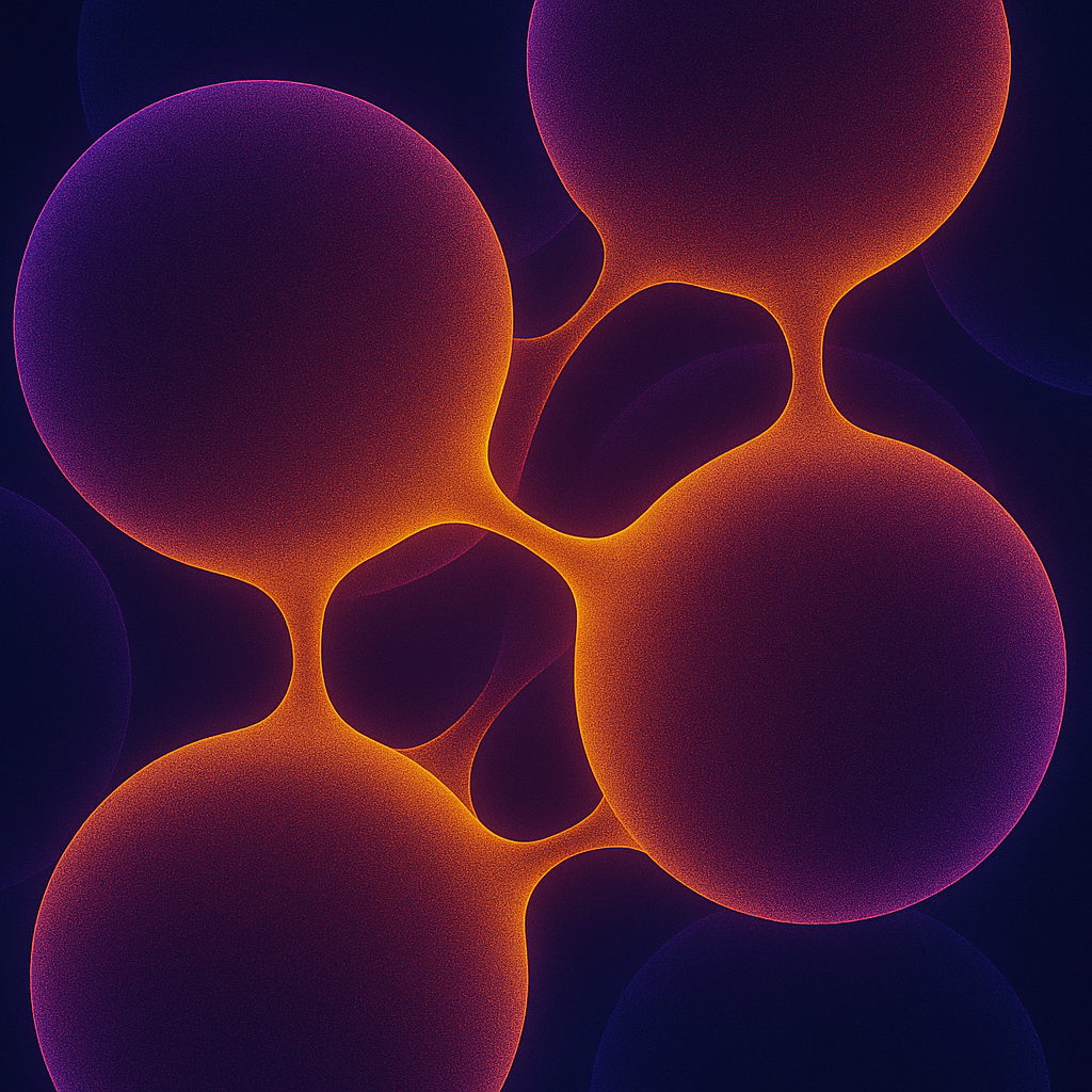 Glowing cell structure illustration symbolising connection and interaction