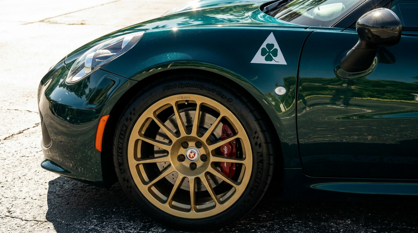 Alfa Romeo Quadrifoglio four-leaf clover badge
