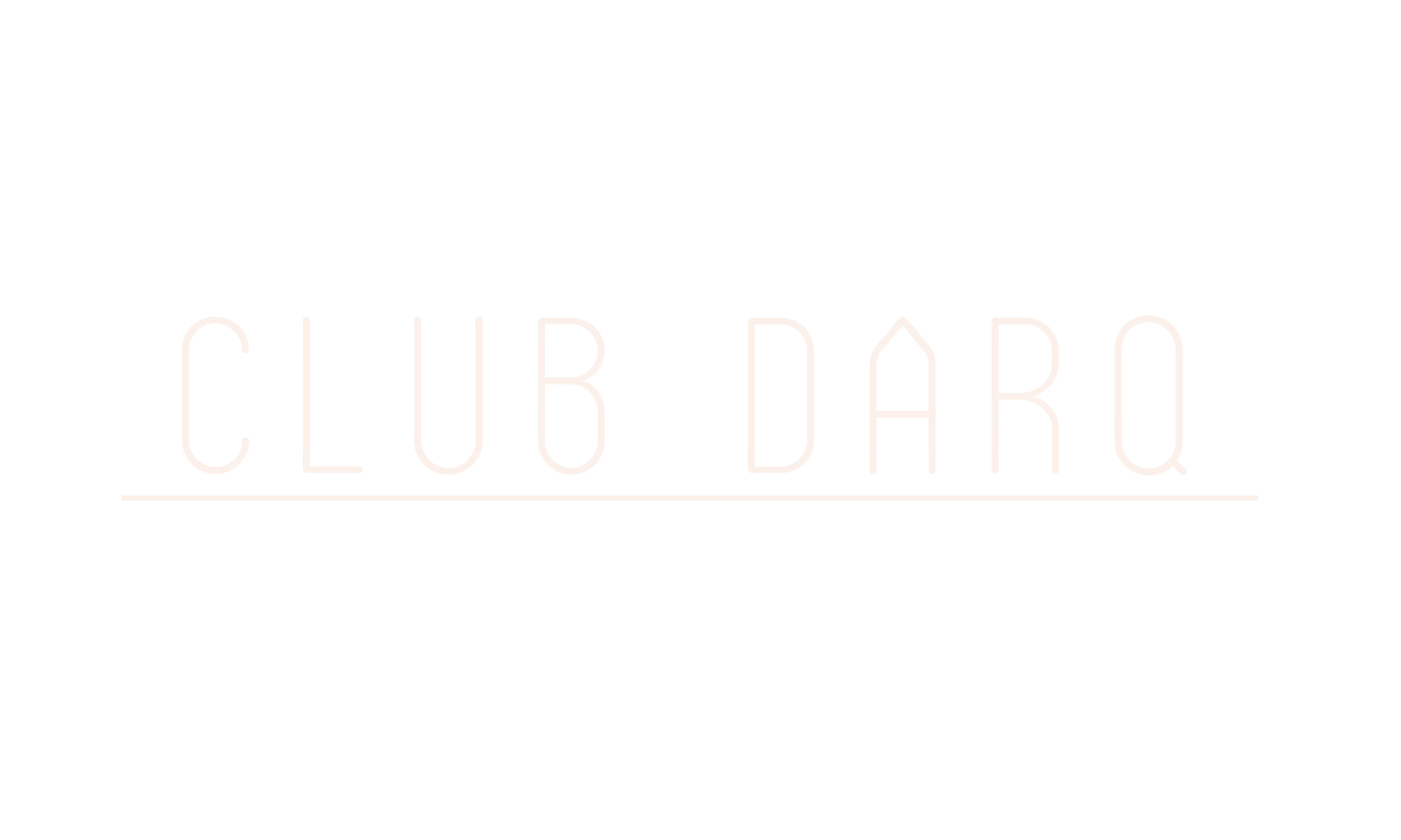 Stylized text reading 'CLUB DARQ' in thin white letters with a horizontal line underneath on a black background.