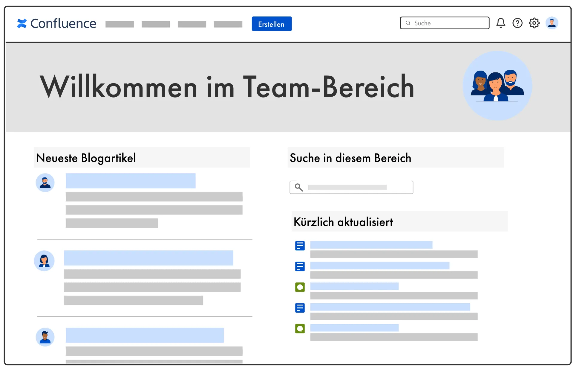 Confluence Team-Bereich Beispiel-Screenshot