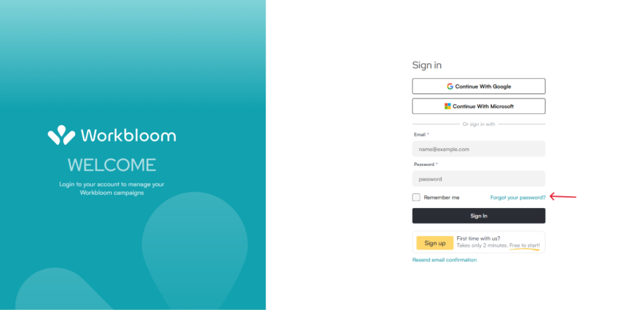 Sign-in page with Forgot your password? link highlighted