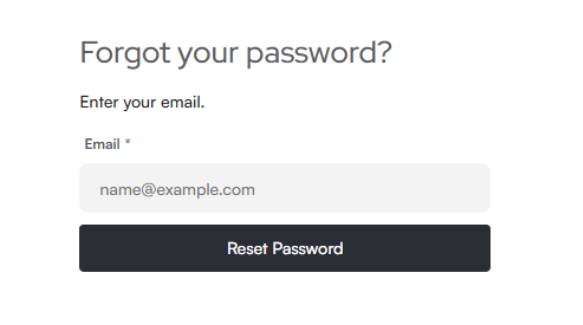 Forgot your password form with an email field and a Reset Password button