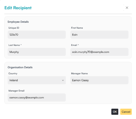 The Edit Recipient dialog box
