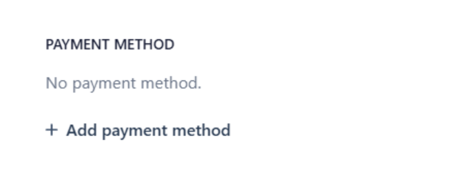 Payment Method section with an Add payment method button