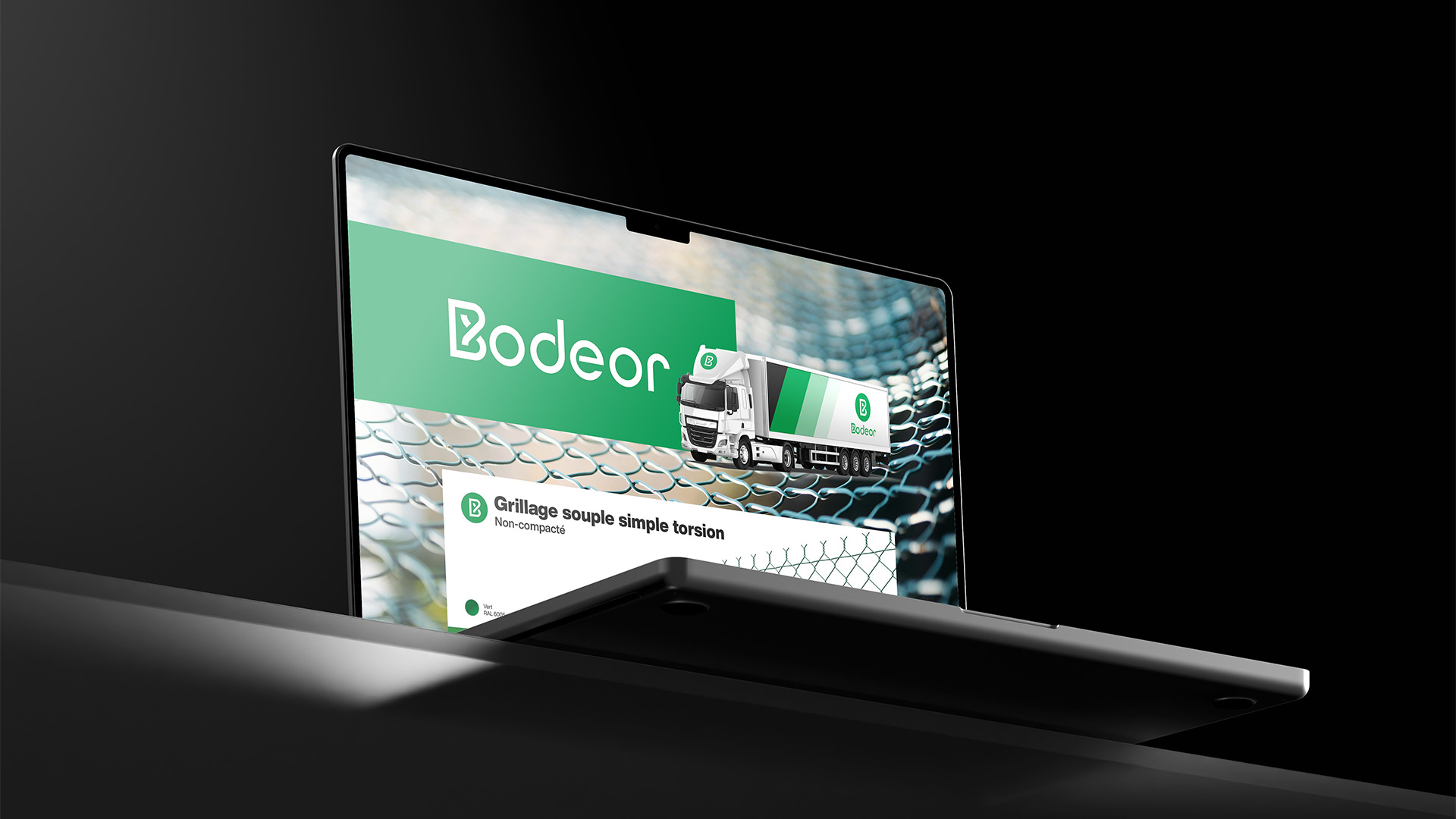 Bodeor branding design on a laptop presentation