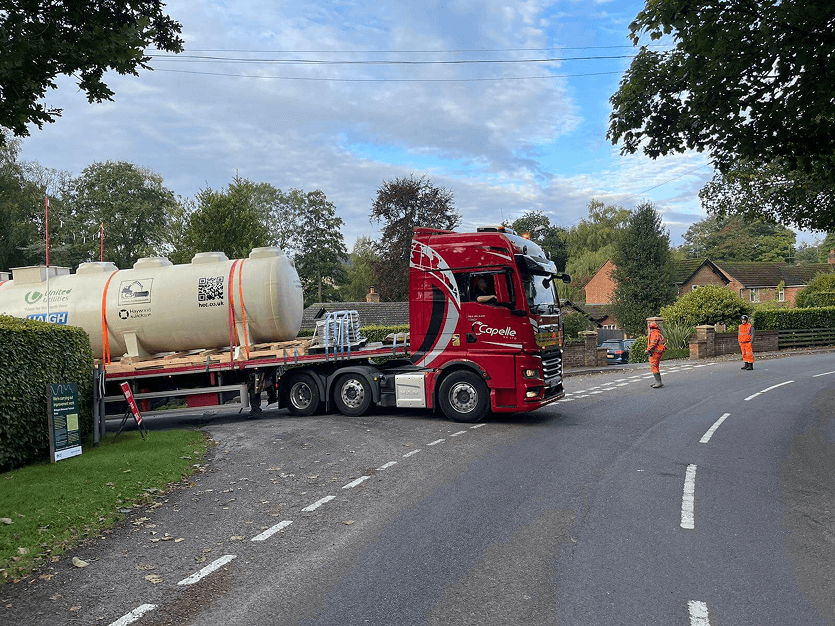 delivery wagon delivering to whitegate site