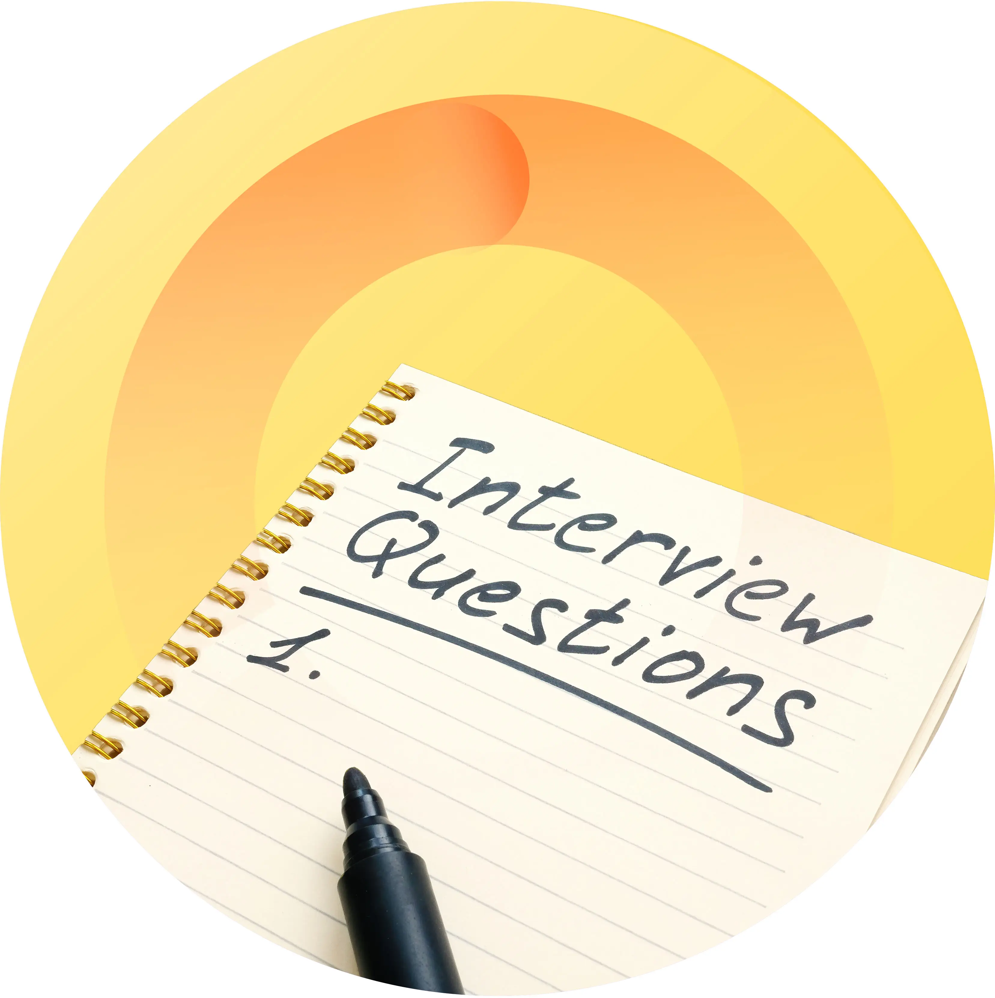 A notebook lists all the questions for an interview