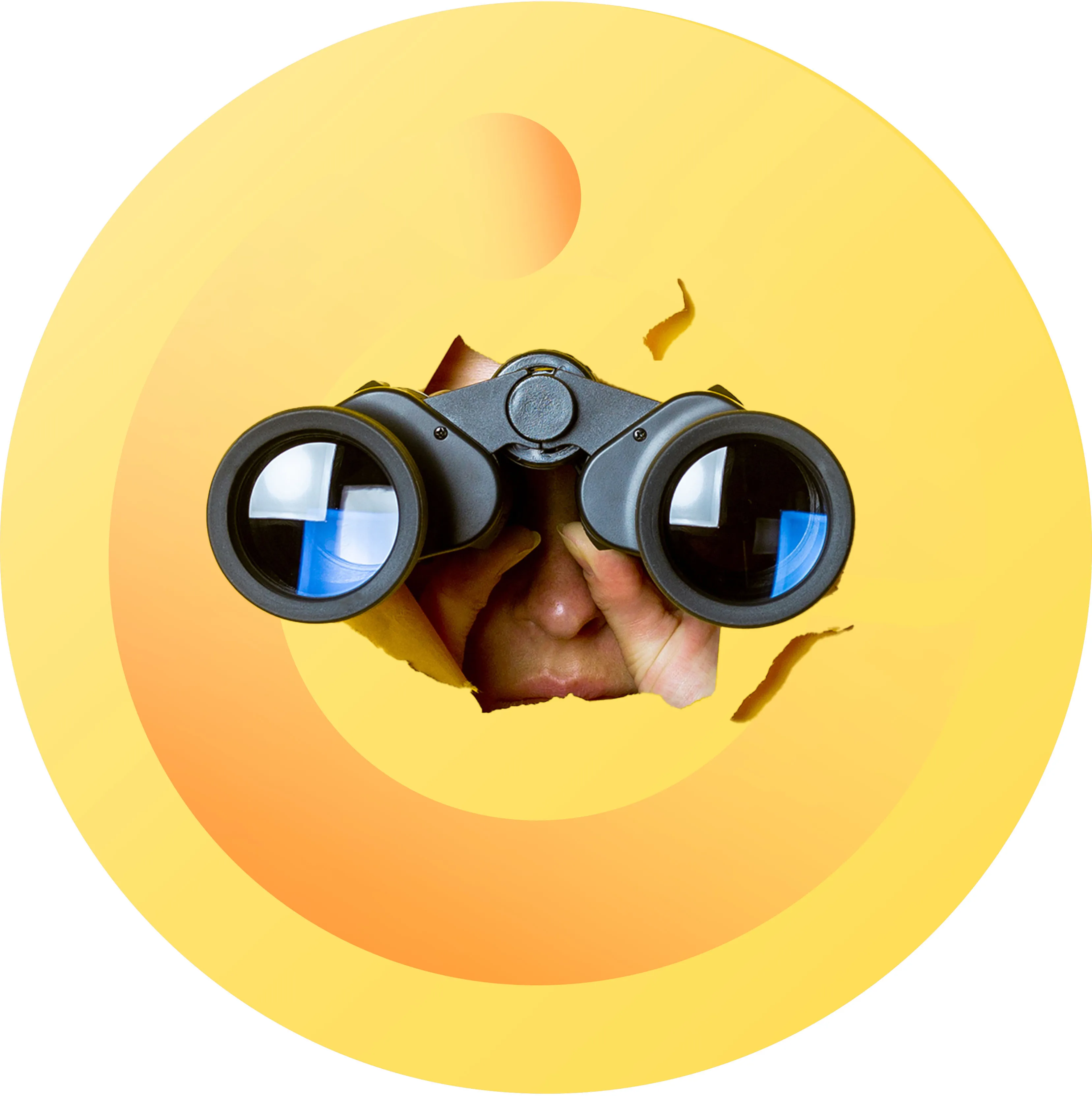 A person takes a telescope looking for something
