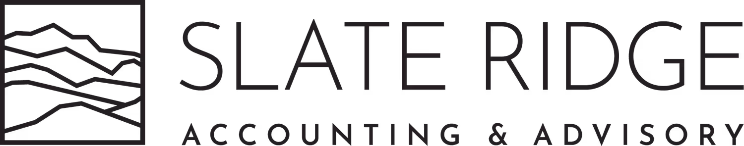 Slate Ridge Accounting & Advisory logo with stylized mountain graphic