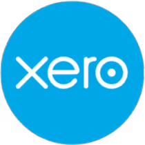Xero logo with white letters on a bright blue circular background