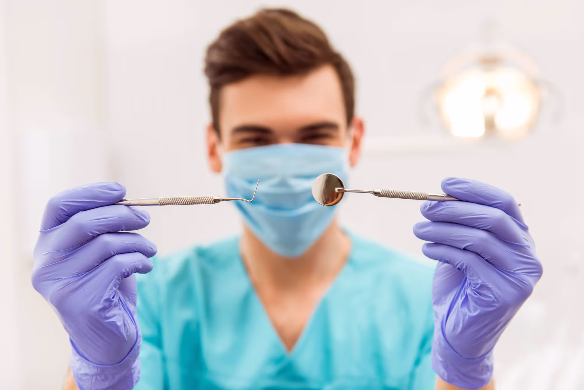 patient's POV of a dentist