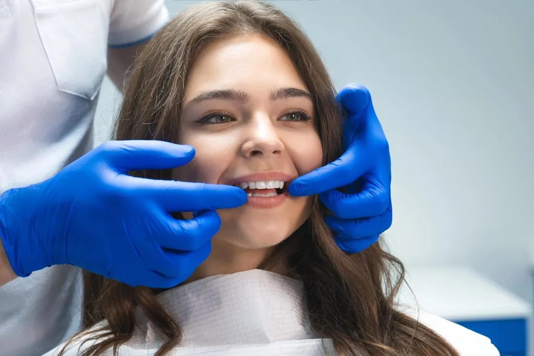 female patient getting dental veneers