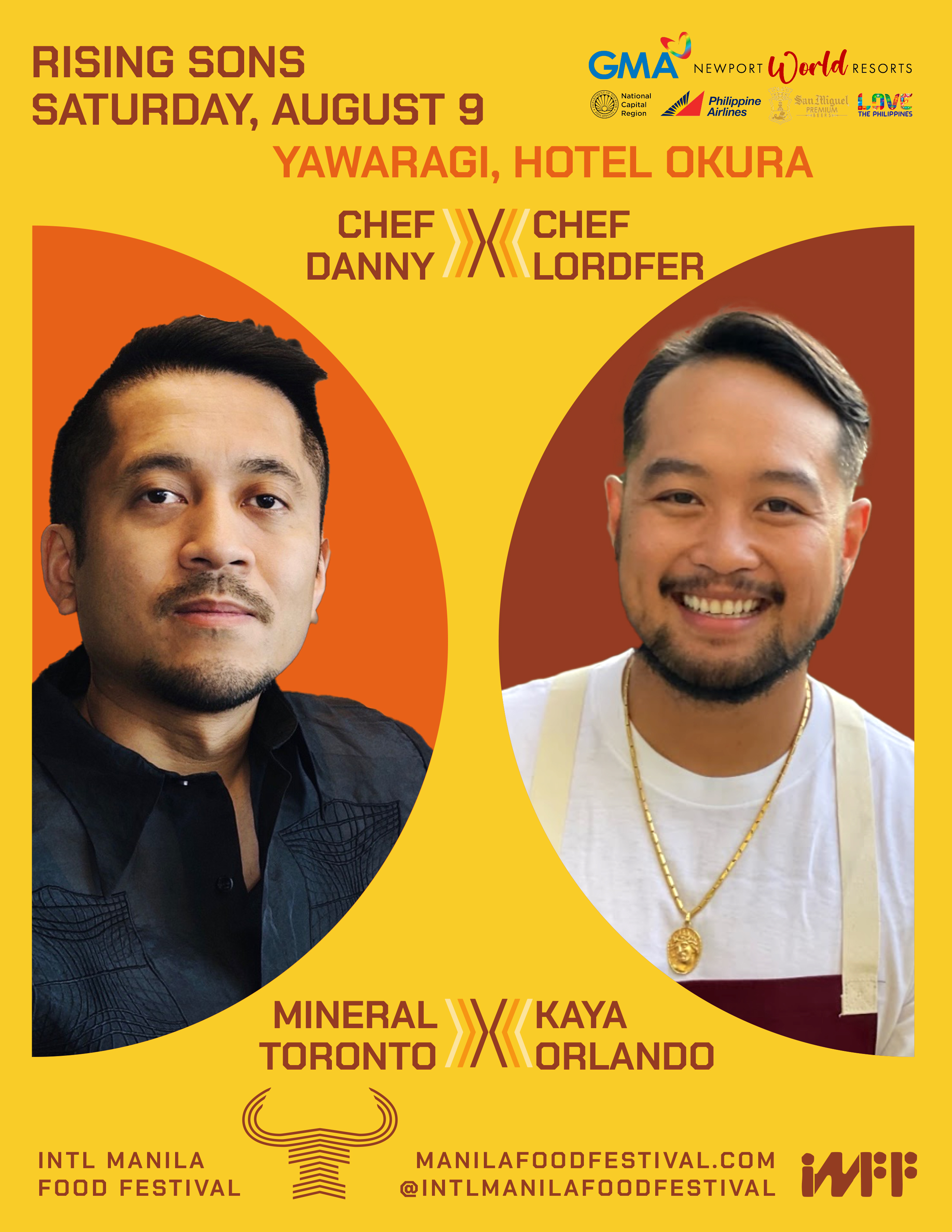 Chef Lordfer Lalicon of Kaya (Orlando) and Chef Danny Cancino of Mineral (Toronto) come together for an exquisite collaboration at Yawaragi, Hotel Okura Manila. Festival Gala Dinner