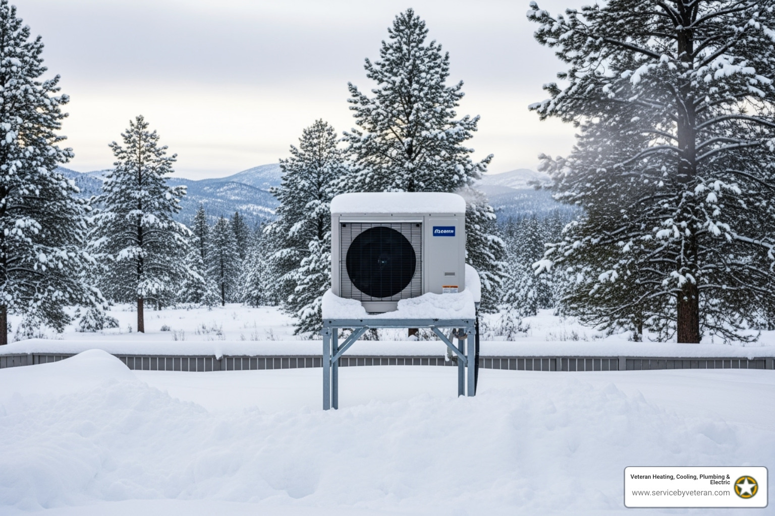 outdoor condenser unit mounted above snow line - mini split installation littleton