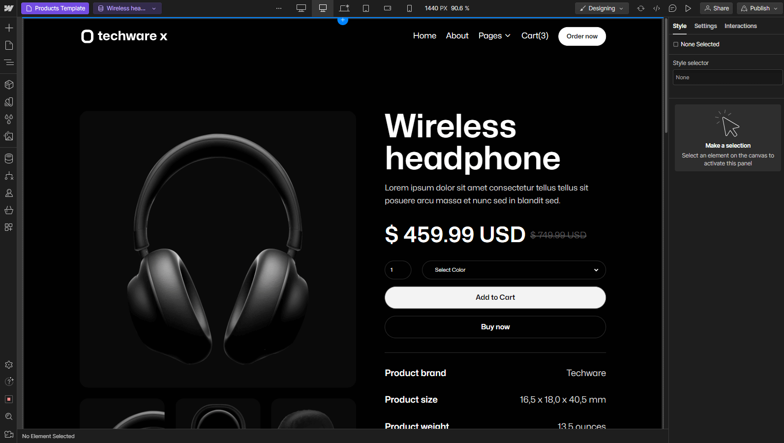 Techware X - Webflow Template And UI Kit Ecommerce Page