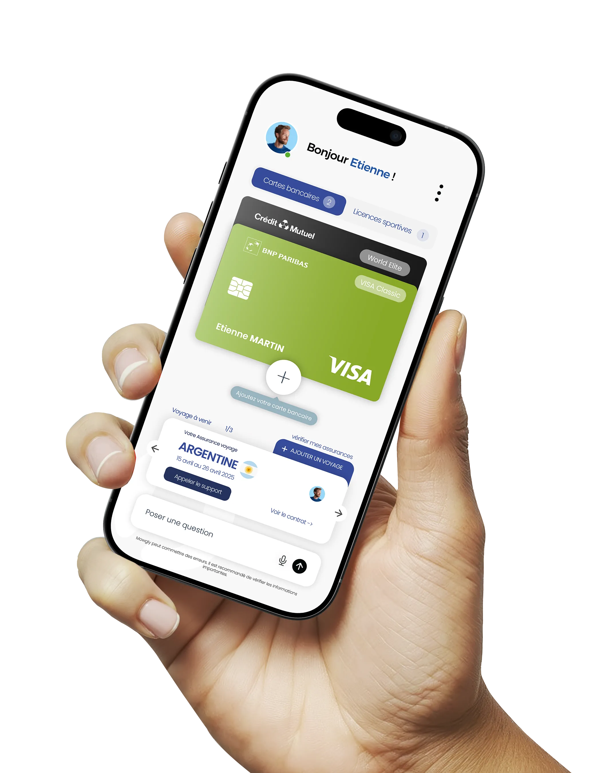 Application MOWGLY sur iPhone - analyse des garanties carte bancaire