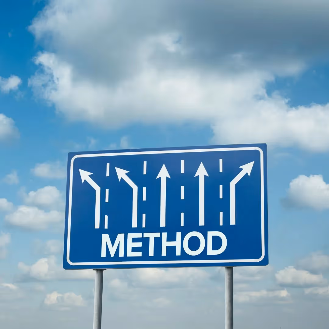 A sign showing different options for methods.