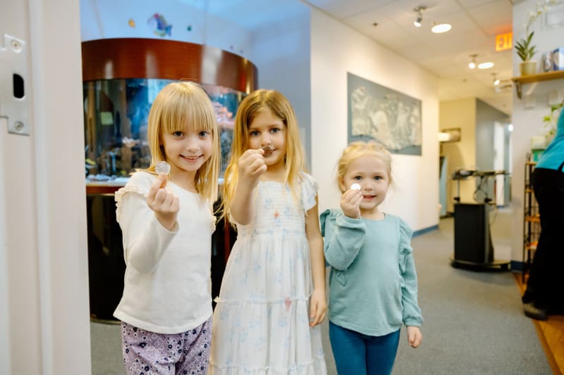 Child brushing teeth with toddler-friendly toothbrush during daily oral care routine