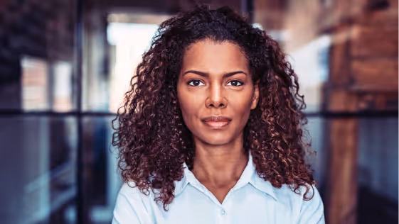 stock photo woman looking straight at camera
