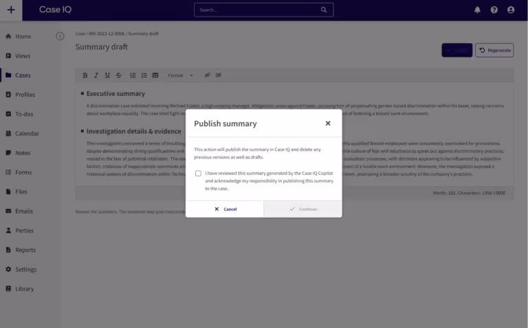 screenshot from application generate summarization
