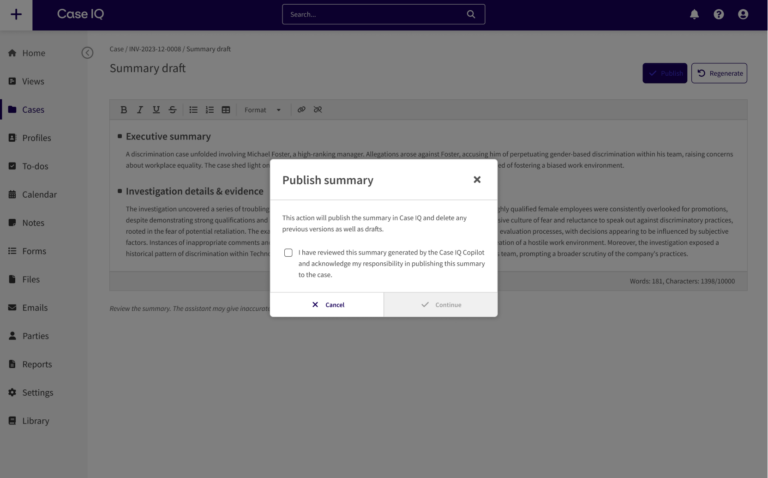 screenshot from application generate summarization